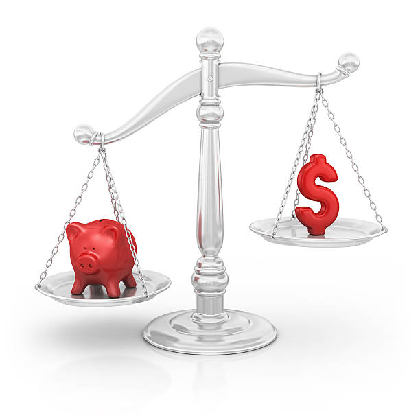 istock dollar and piggy bank on scale 183761793