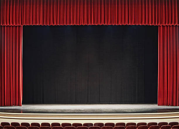 theatre stage theatre stage with red curtains open classic curtains stock pictures, royalty-free photos & images