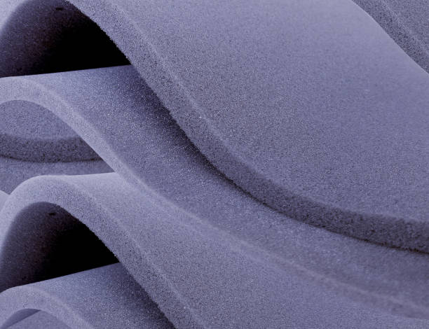 gray sponge foam sheet curved folds of gray sponge foam sheets. a rubbery, elastic, textured foam material porous sponge stock pictures, royalty-free photos & images