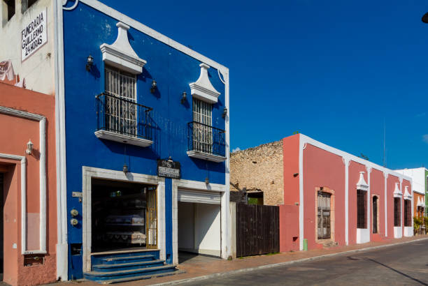 Valladolid, Yucatan, Mexico, 19th of February 2023, Colorful colonial architecture in the street,