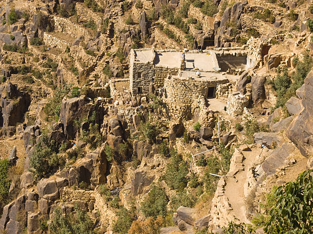 istock Coffee terrace fields with traditional house. Jabal Bura 183762443