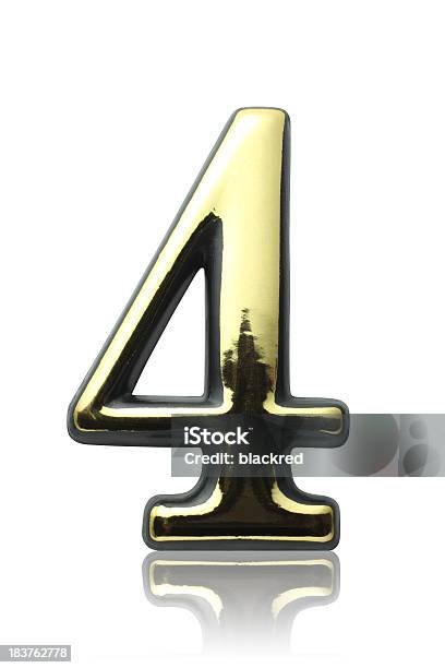 Number 4 Stock Photo - Download Image Now - Business, Chrome, Clipping Path