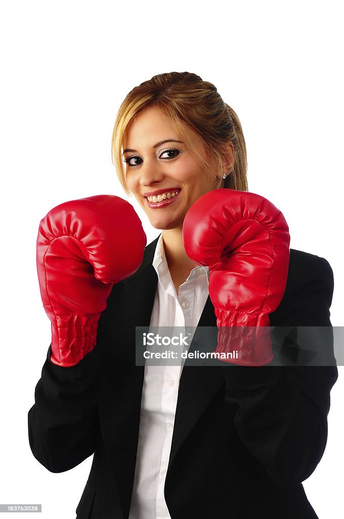 Donna d'affari boxe - Foto stock royalty-free di Adulto