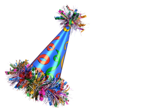 A fun celebration party hat on a white background with copy space for your text.PLEASE CLICK ON THE IMAGE BELOW TO SEE MY CELEBRATION & PARTY FUN LIGHTBOX: