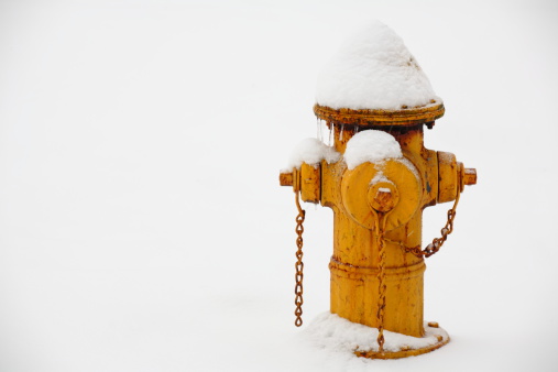 Yellow fire hydrant in snow