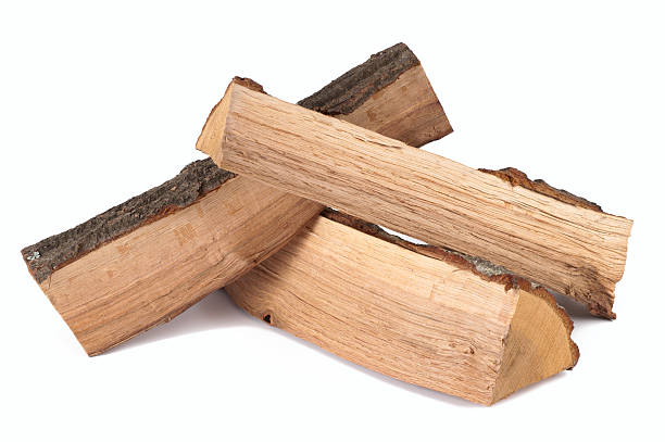 stack of three cut logs with bark - boomstam stockfoto's en -beelden