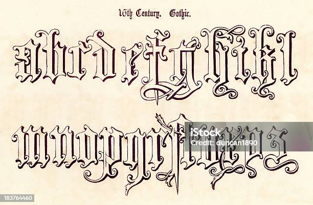 16 世紀のゴシックスタイルアルファベット - 飾りのベクターアート素材や画像を多数ご用意 - 飾り, アルファベット, アルファベットのA