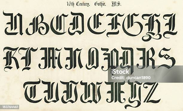 16 세기 고트어 주말뿐이라도 알파벳 고딕 양식에 대한 스톡 벡터 아트 및 기타 이미지 - 고딕 양식, 사진-이미지, 알파벳