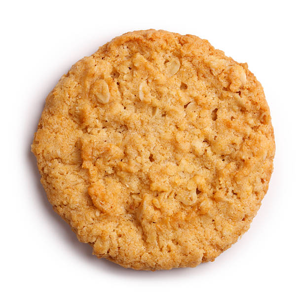 anzac biscuit isoliert clipping path - cookie sugar oatmeal isolated stock-fotos und bilder