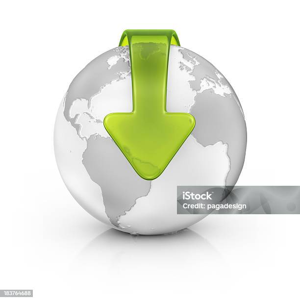 Download Earth Stock Photo - Download Image Now - Arrow Symbol, Downloading, Digitally Generated Image