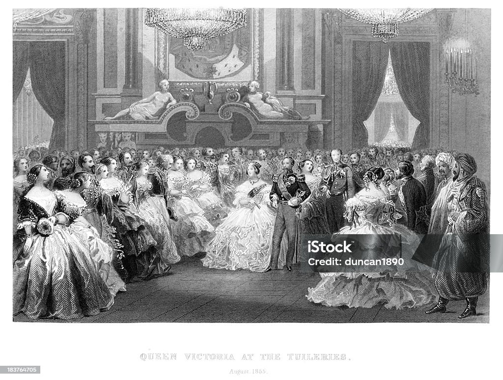 Queen Victoria e Napoleone III - Illustrazione stock royalty-free di Ballo di gala