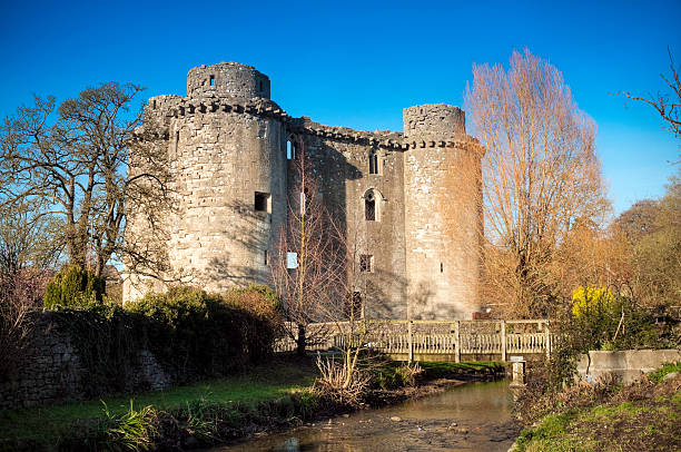 nunney castle, frome, somerset, großbritannien - castle famous place low angle view england stock-fotos und bilder