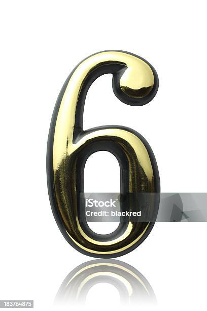 Number 6 Stock Photo - Download Image Now - Business, Chrome, Clipping Path