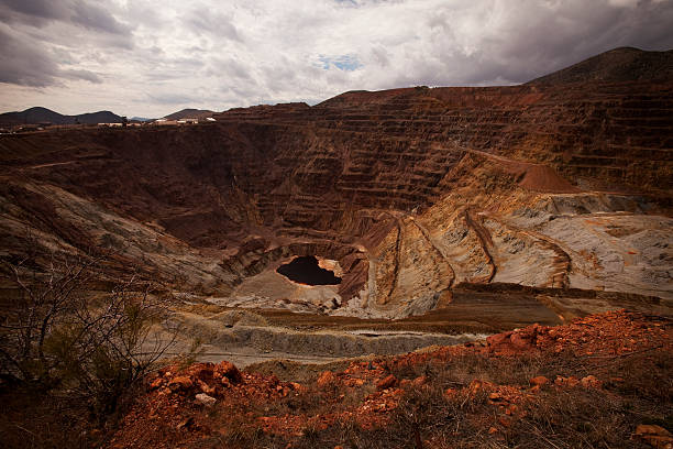 Red copper open pit mine stock photo