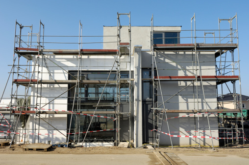 Construction site of a modern one-family house. (Germany)
