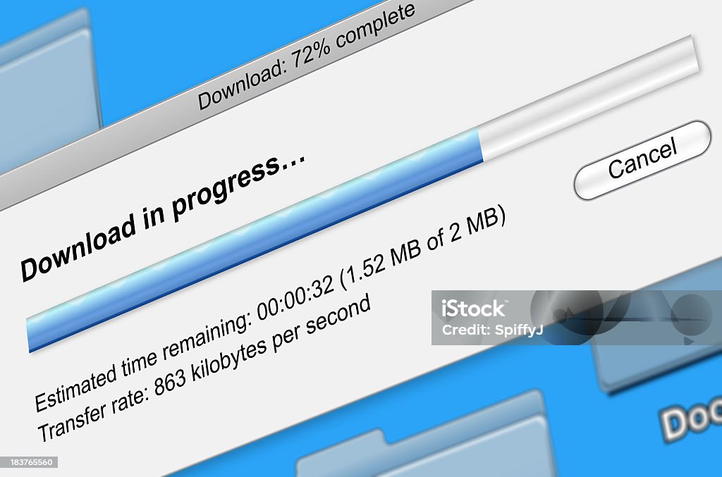Digital file download progress bar Download computer screen with progress bar Downloading Stock Photo