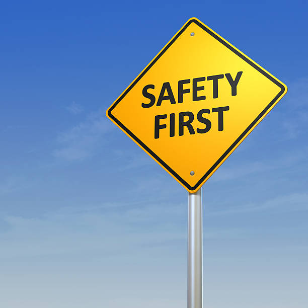 Safety First Warning Sign stock photo