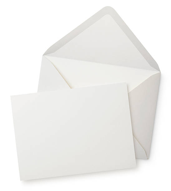 envelope com nota em branco - opening mail letter envelope imagens e fotografias de stock