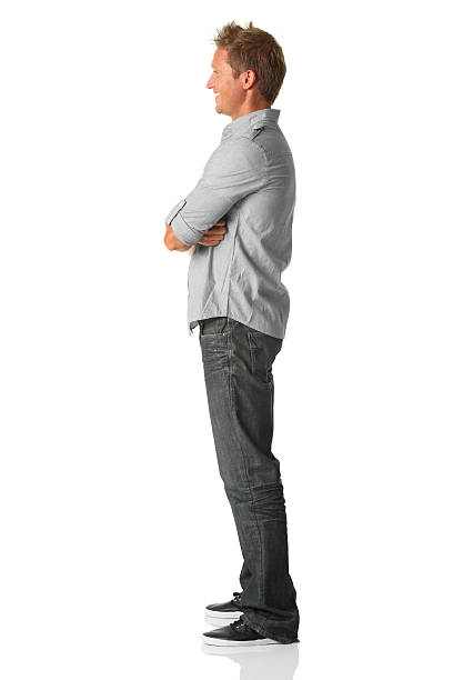 Casual Man Side View Stock Photo - Download Image Now - Men