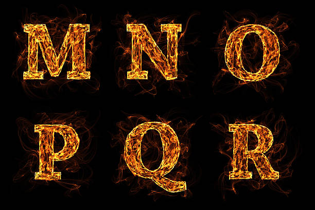 Letters Burning In The Fire "Letter M, N, O, P, Q, R burning in the fire." flaming o symbol stock pictures, royalty-free photos & images