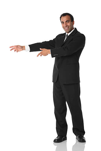 istock Handsome businessman showing with hands 183765916