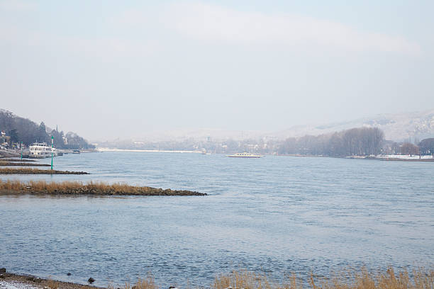 Cold  crisp winter morning over the River Rhein in Germany near Bonn