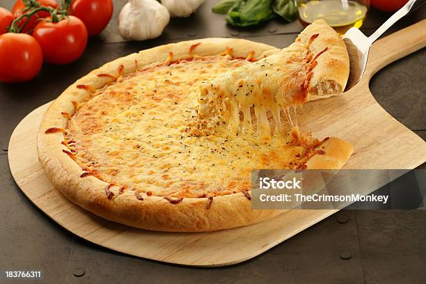 Three Cheese Pizza Pull Stock Photo - Download Image Now - Pizza, Cheese, Slice of Food