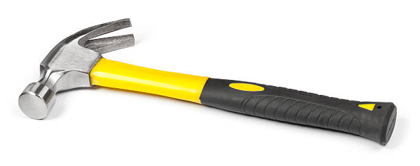 istock Yellow and black hammer isolated on a white background 183766404