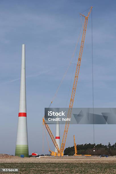 Wind Turbine Under Construction Stock Photo - Download Image Now - Blue, Brown, Construction Industry