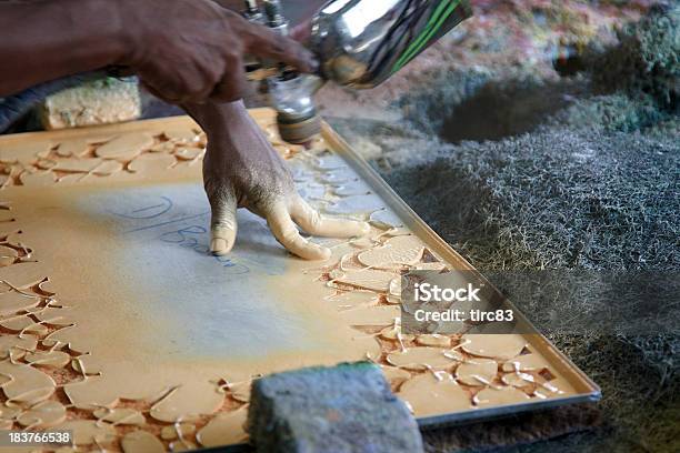 Indian Carpet Paint Sprayer At Work Stock Photo - Download Image Now - Carpet - Decor, Spraying, Adult