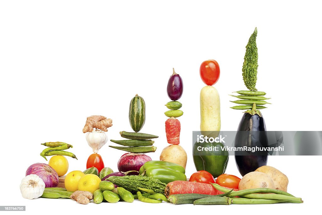 Бар Диаграмма Graph из разных овощи - Стоковые фото Еда роялти-фри