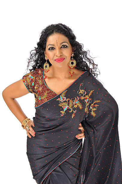 istock Indian beauty wearing black sari 183766772