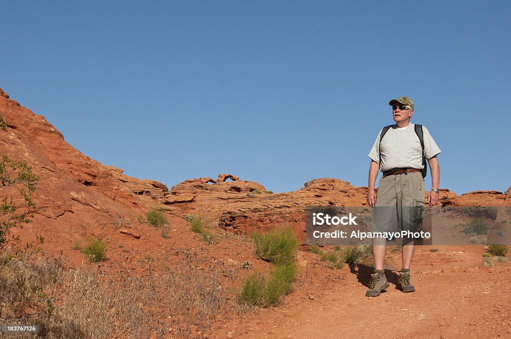 Older man on a hike in Utah - VIII  60-69 Years Stock Photo