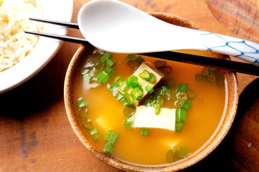 Miso Soup with green onion and tofu.