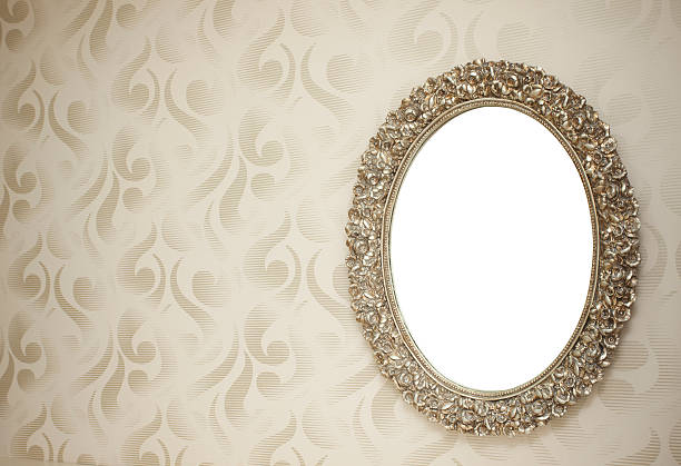 Interior decoration and wall paper. The white background on mirror is easy to use with clipping path.