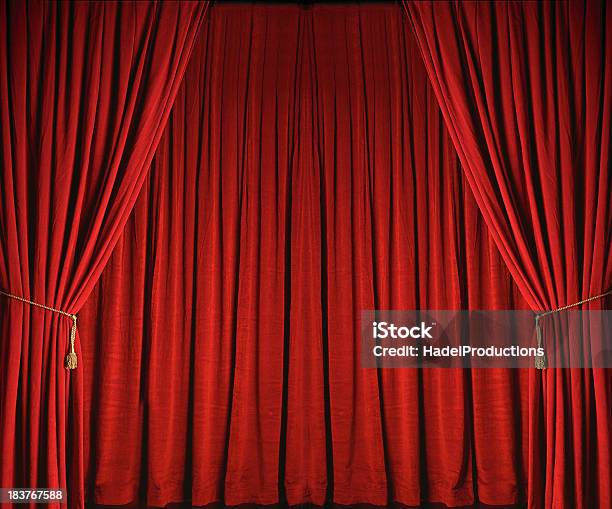 Red Stage Curtains From Theatre Stock Photo - Download Image Now - Curtain, Red, Theatrical Performance