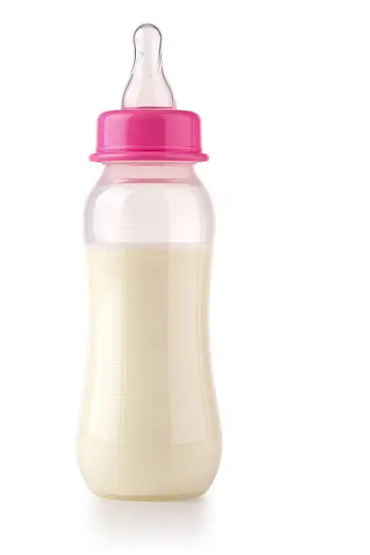 Baby bottle isolated on a plain white background.Hi-res jpeg includes accurate clipping path.
