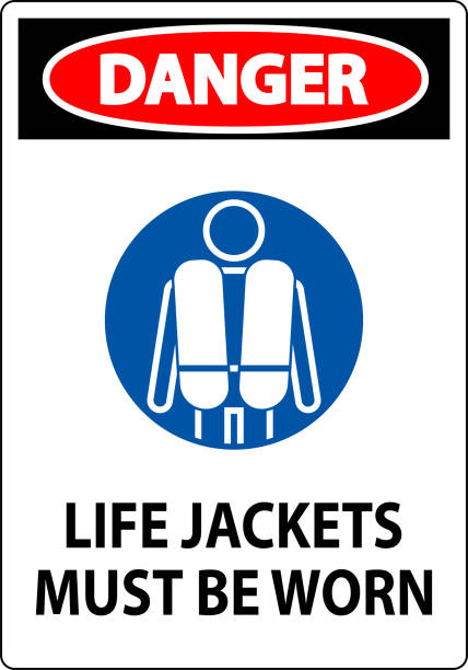 水の安全標識の危険、救命胴衣を着用する必要があります - life jacket safety isolated sea点のイラスト素材／クリップアート素材／マンガ素材／アイコン素材