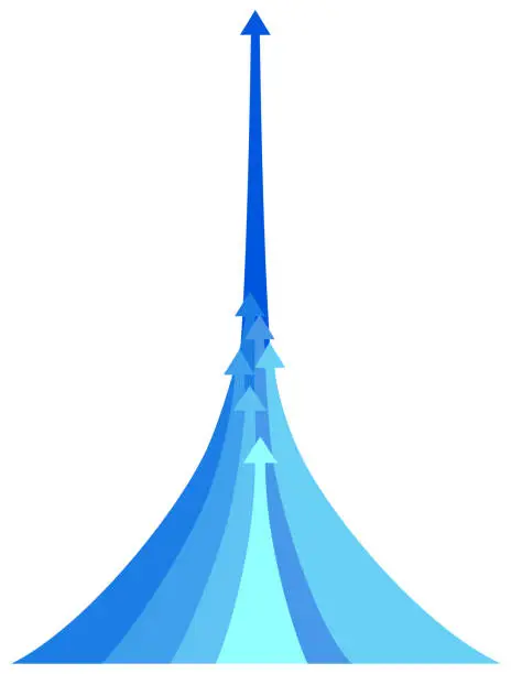 Vector illustration of Arrow: Image of forward movement, speed, etc. Blue color