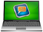 Laptop computer with new Message Button - 3d Illustration