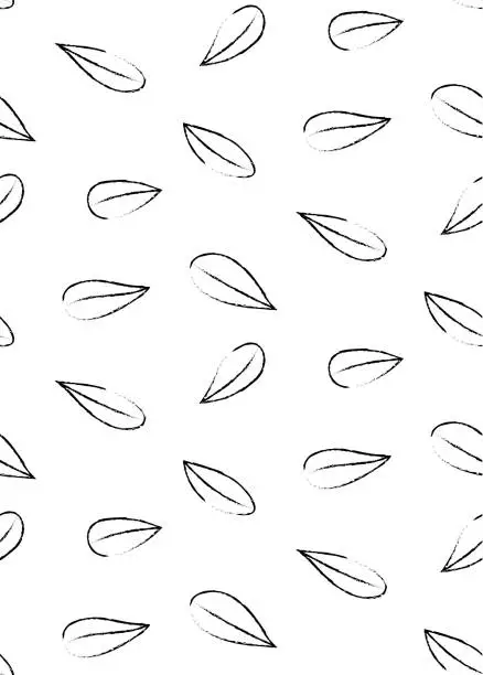 Vector illustration of Seamless Pattern of Leaves Outlined With a Dry Brush.