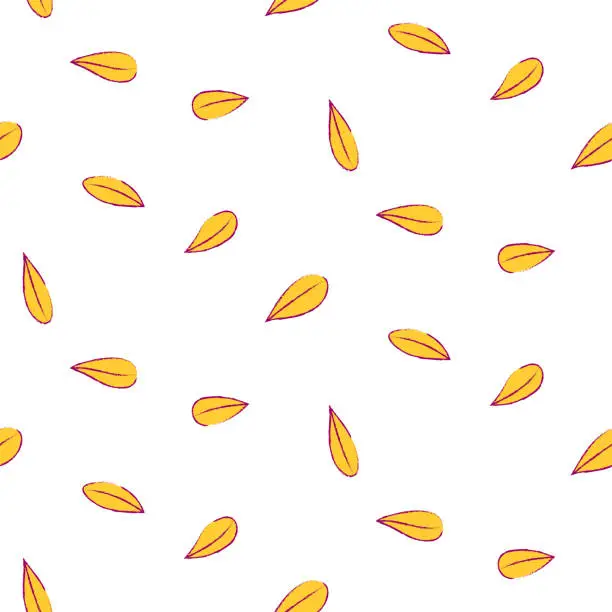 Vector illustration of Seamless Pattern of Leaves Outlined With a Dry Brush.