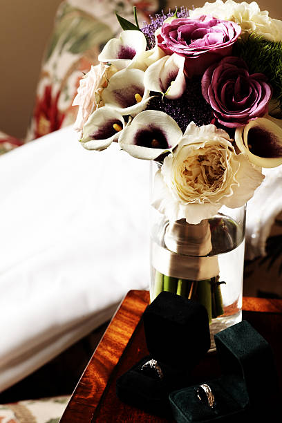 istock Wedding Dress, Diamond Rings, and Flowers 183769344