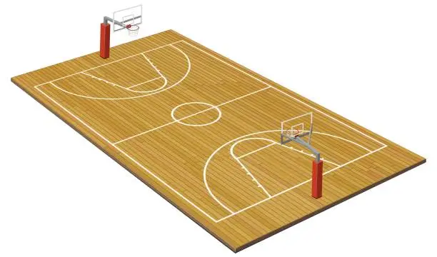 Vector illustration of 3D S basketball court (towed)