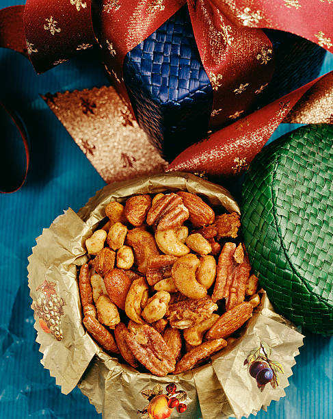 Gift of Spiced nuts stock photo