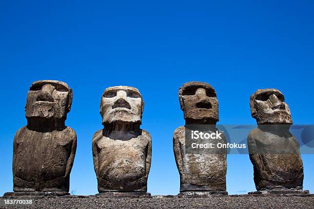 Ahu Tongariki Moais On Easter Island Chile Stock Photo - Download Image Now - Ancient, Ancient Civilization, Archaeology