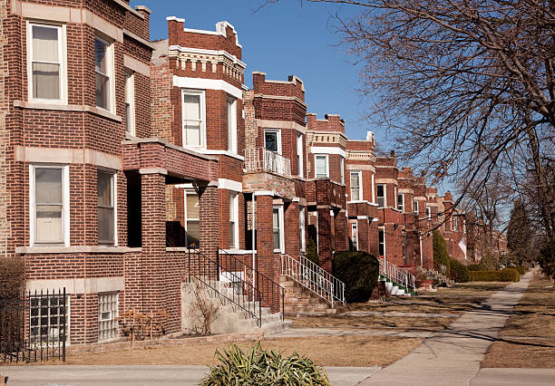 Houses in Milwaukee, Wisconsin, USA on a sunny day.