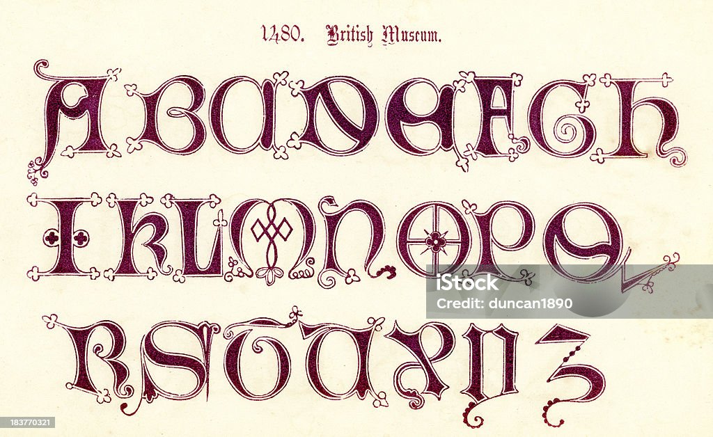 Stil des 15. Jahrhunderts Alphabet - Lizenzfrei Kalligraphieren Stock-Illustration