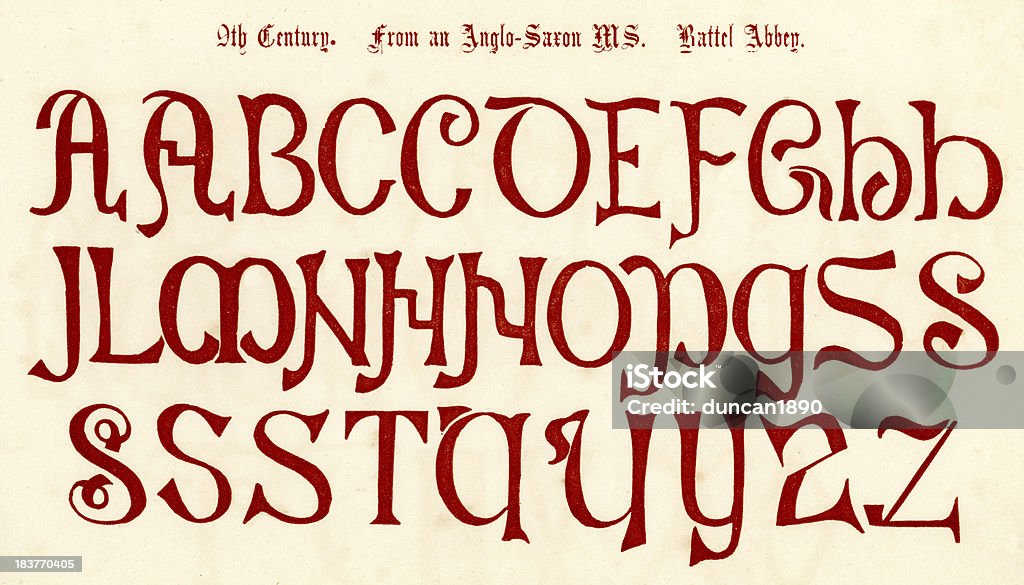 IXº secolo Anglo Sassone alfabeto - Illustrazione stock royalty-free di Alfabeto