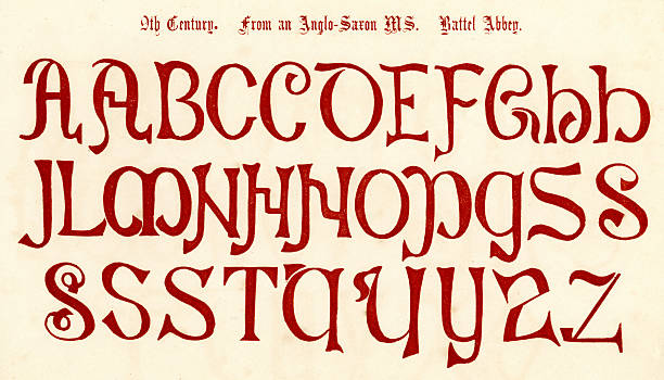 ilustrações, clipart, desenhos animados e ícones de 9 th century anglo saxon alfabeto - letter j fotos